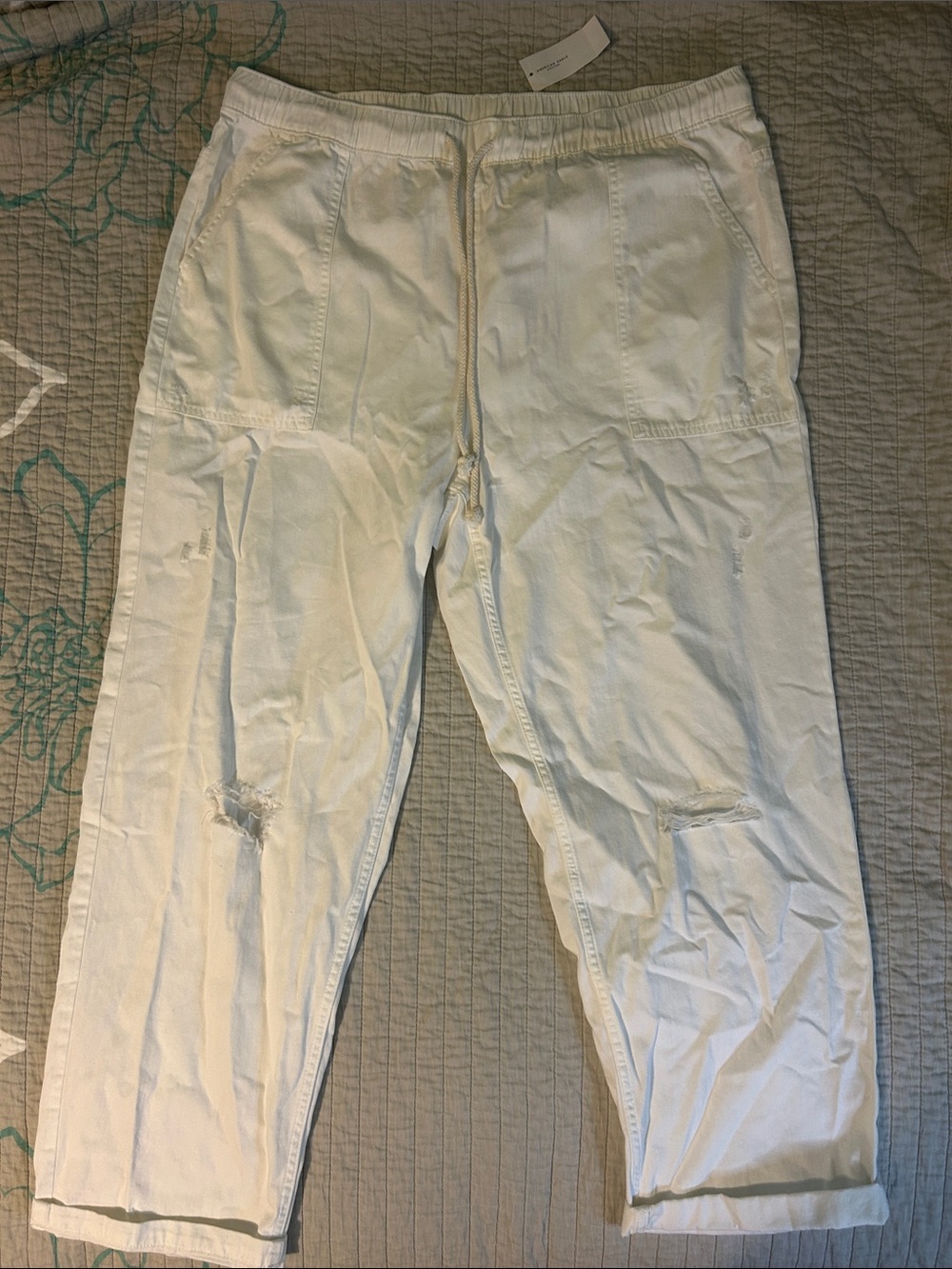 Aerie White Drawstring Capris